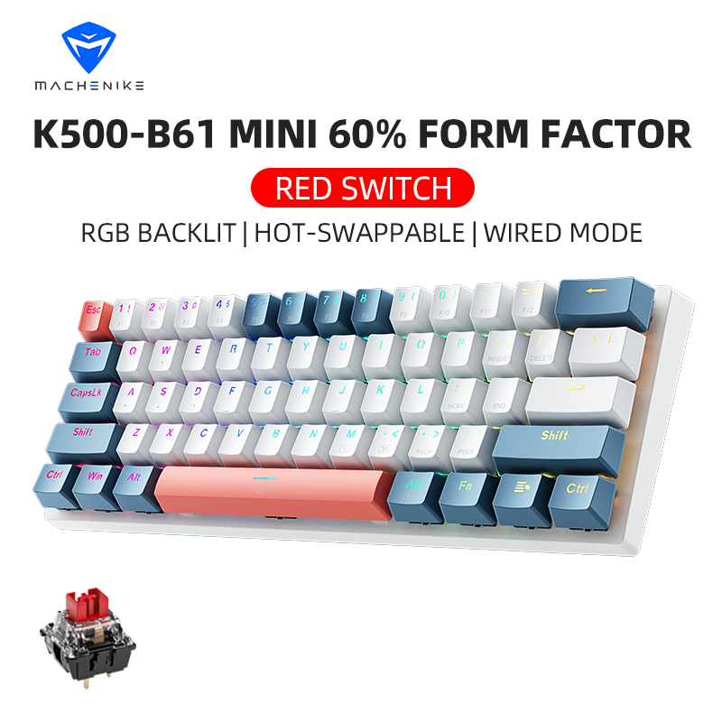 Gaming Keyboard Hot Swappable - คีย์บอร์ดกลไกขนาดเล็ก Machenike รุ่น K500-B61 ขนาด 60%