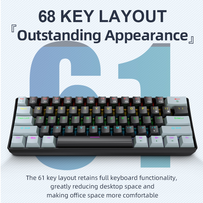 Gaming Keyboard Hot Swappable - APAYADO K61 Mini Mechanical Keyboard,แบบมีสาย,61 คีย์,Phantom