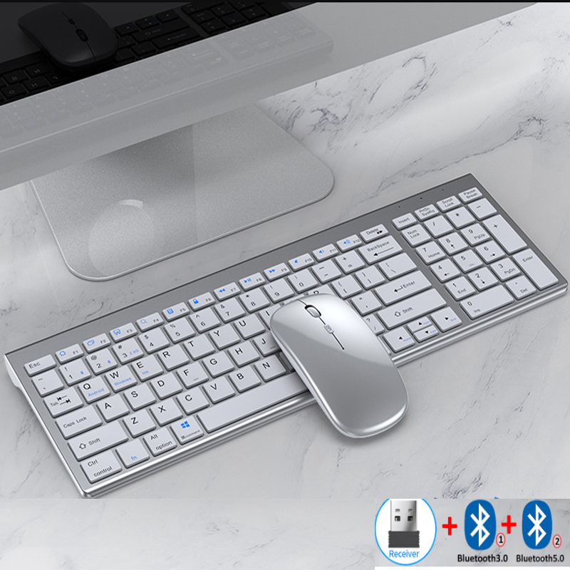 Gaming Keyboard Extension - Jomaa Slim ชุดคีย์บอร์ดและเมาส์ Bluetooth แบบชาร์จไฟได้สําหรับคอมพิวเตอร์แล็ปท็อป 2.4G