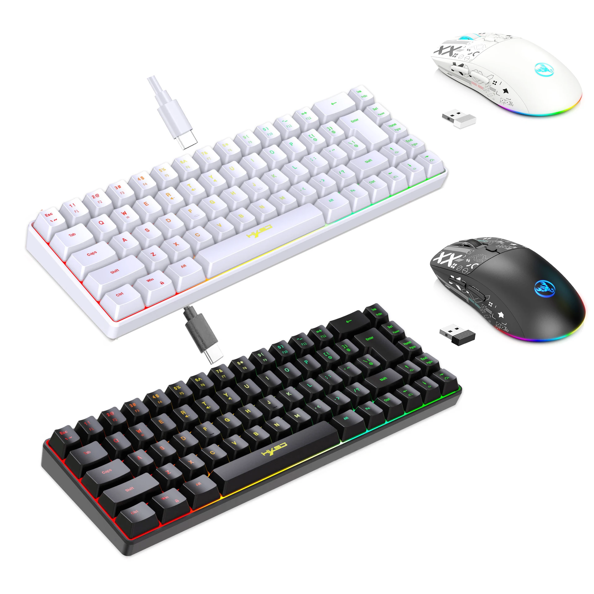 Gaming Keyboard Mouse Combo - ชุดคีย์บอร์ดและเมาส์พร้อมไฟแบ็คไลท์สำหรับเกมเมอร์ คีย์บอร์ดสีขาว นำเสนอชุดคีย์บอร์ดและเมาส์แบบมีสายสำหรับคอมพิวเตอร์ เหมาะสำหรับใช้ในบ้านและสำนักงาน