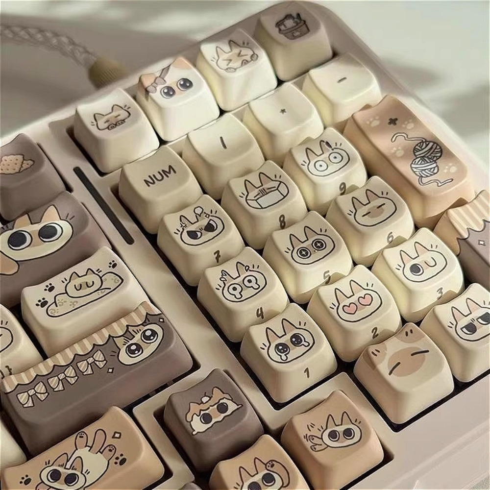 Gaming Keyboard Tkl - คีย์แคปแมวน่ารัก โปรไฟล์ MAO วัสดุ PBT พิมพ์ลายด้วยเทคนิค