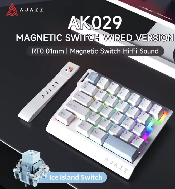 Gaming Keyboard No Rgb - AK029 คีย์บอร์ดเกมมิ่งแบบมีสายใช้มือเดียว HE สวิตช์แม่เหล็ก 29 คีย์