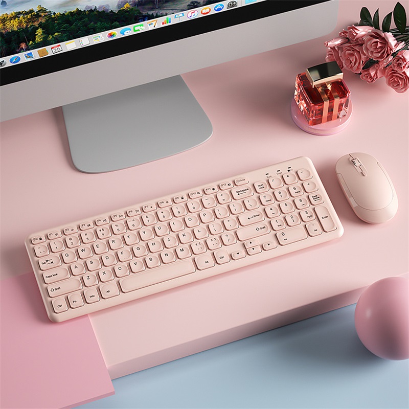 Gaming Keyboard Mouse Combo - แฟชั่นคีย์บอร์ดไร้สายและเมาส์ Combo Gamer คีย์บอร์ดเงียบชุดเมาส์ Ultra Thin