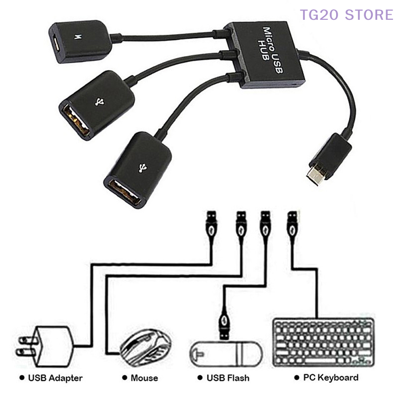 Gaming Keyboard Type C - 3in ฮับ1ไมโคร USB ถึง2 OTG 3พอร์ตที่แยกสายไฟ