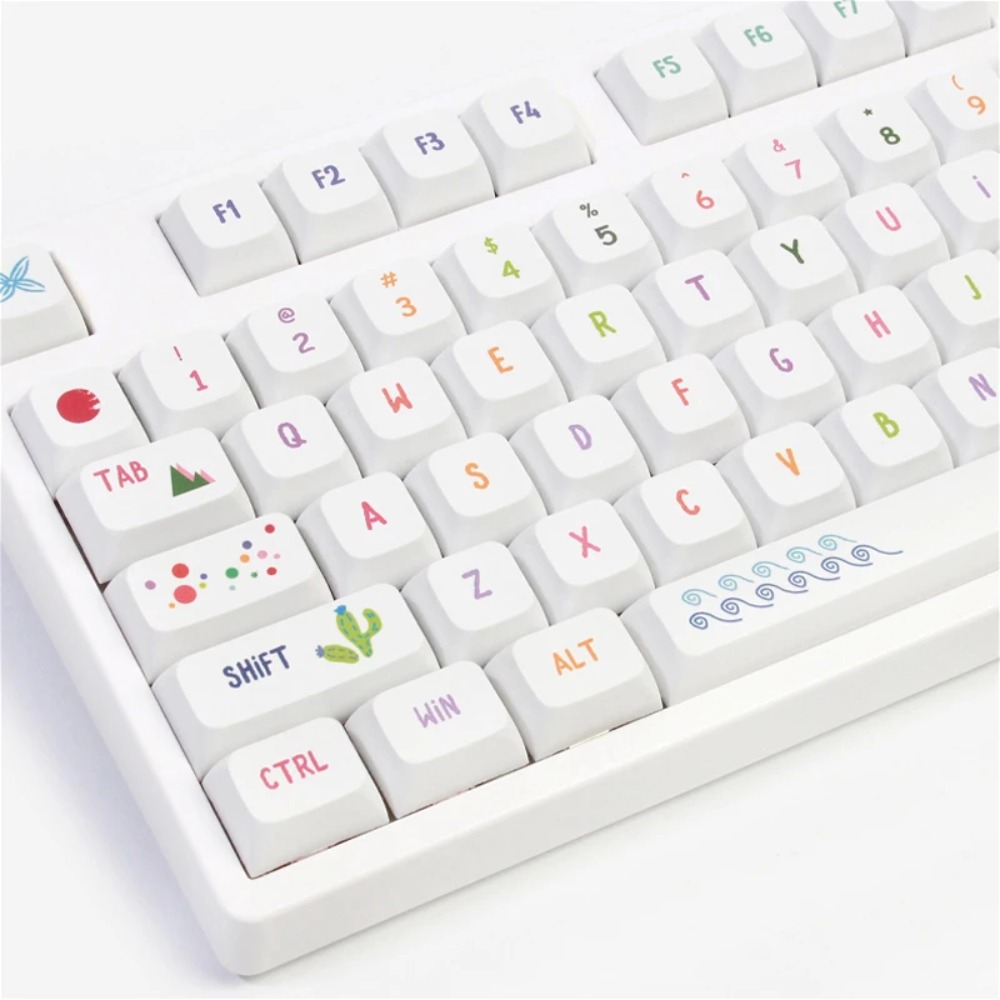 Gaming Keyboard Tkl - ปุ่มกดศิลปะฤดูร้อนที่มีชีวิตชีวา 128 คีย์ XDA Profile PBT
