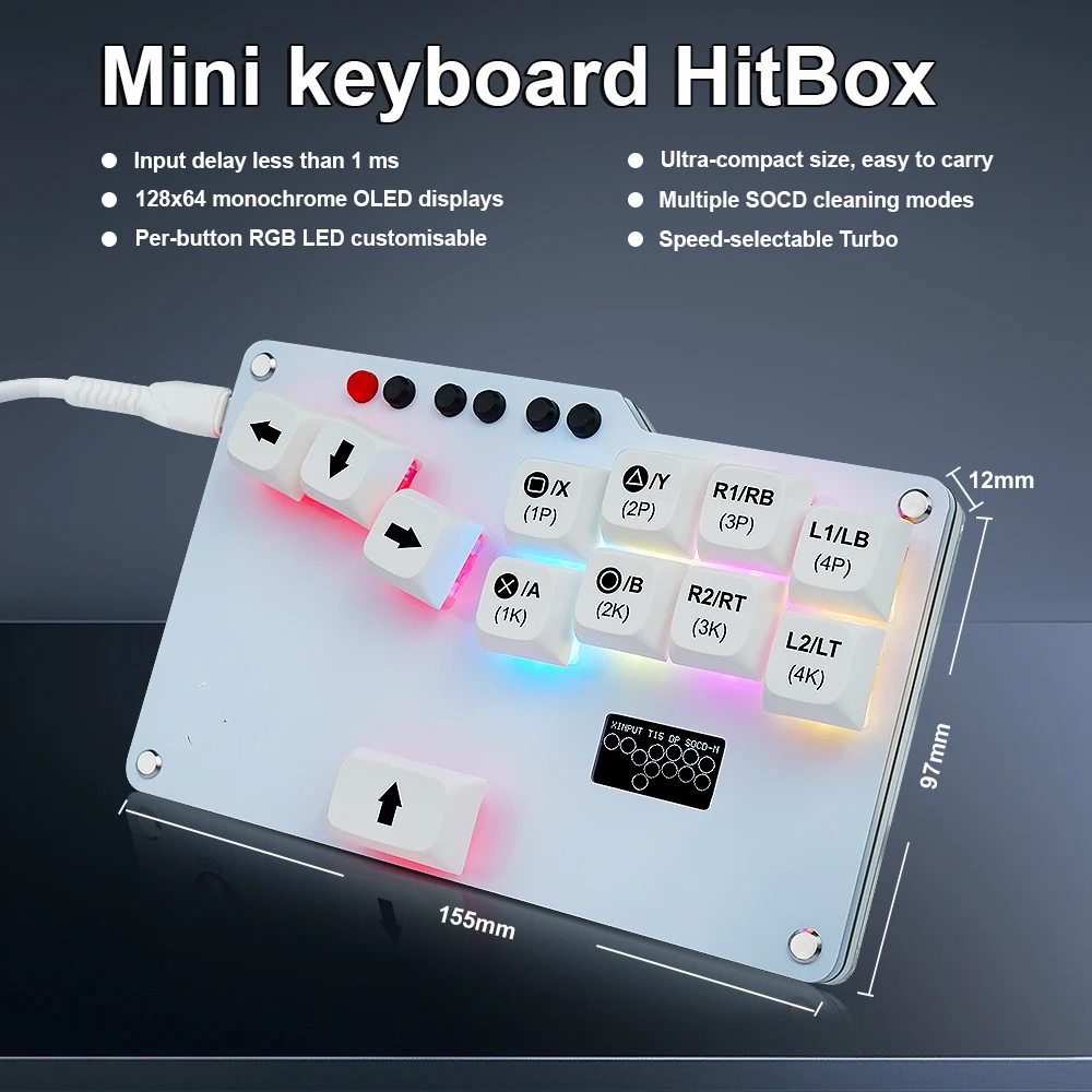Gaming Keyboard No Rgb - Hitbox Mini GP2040 CE Fightstick กระเป๋าคีย์บอร์ด