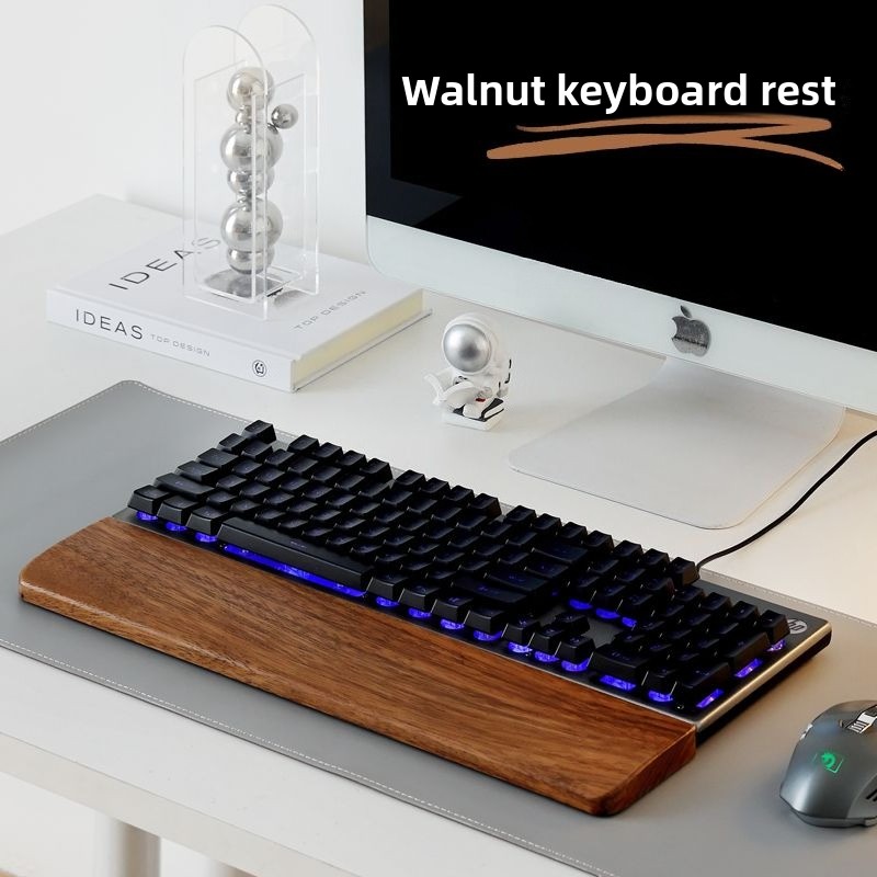 Gaming Keyboard Mouse Combo - ที่พักข้อมือไม้แท้สำหรับคีย์บอร์ดและแผ่นรองเมาส์ รองรับข้อมือสำหรับเล่นเกมและทำงาน คีย์บอร์ดแบบกลไก ที่พักข้อมือไม้แบบเรียบง่าย