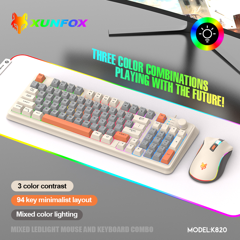 Gaming Keyboard Mouse Combo - K820 USB เกมคีย์บอร์ดเมาส์ชุด Illuminated Desktop/แล็ปท็อปโฮมออฟฟิศหญิงชายคีย์บอร์ด