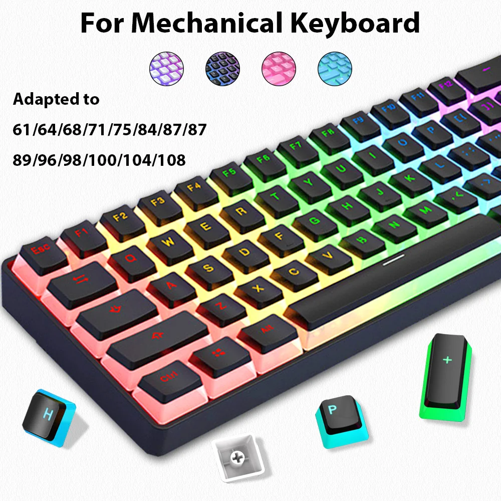 Gaming Keyboard No Rgb - 129 คีย์พุดดิ้ง Keycaps PBT Double Shot