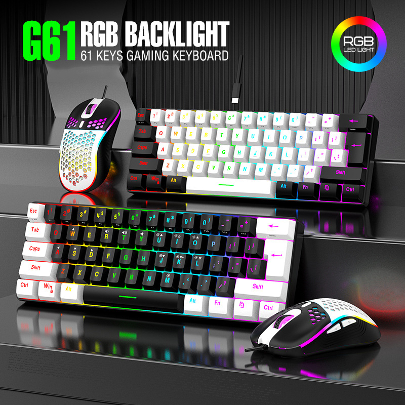 Gaming Keyboard Mouse And Headset Combo - ชุดคีย์บอร์ดและเมาส์ 60% RGB สำหรับเล่นเกม พร้อมคีย์บอร์ดและเมาส์คอมโบ ชุดคอมพิวเตอร์สำหรับเกมเมอร์
