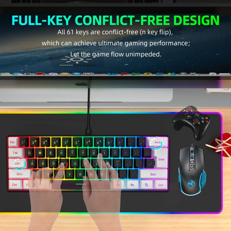ชุดคีย์บอร์ดและเมาส์ 60% สำหรั - Gaming Keyboard Mouse Combo บทวิจารณ์และราคา
