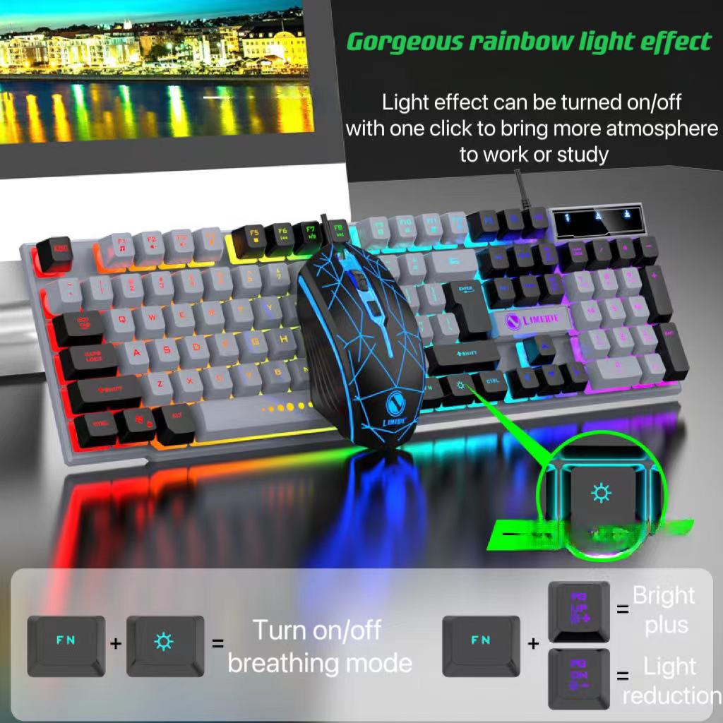 ชุดคีย์บอร์ดและเมาส์แบบมีสายชุ - Gaming Keyboard Mouse And Headset Combo บทวิจารณ์และราคา