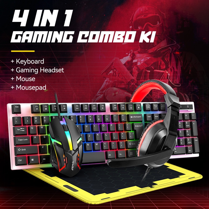 ชุดเกมมิ่ง T-Wolf Tf240 4 in 1 - Gaming Keyboard Mouse And Headset Combo บทวิจารณ์และราคา