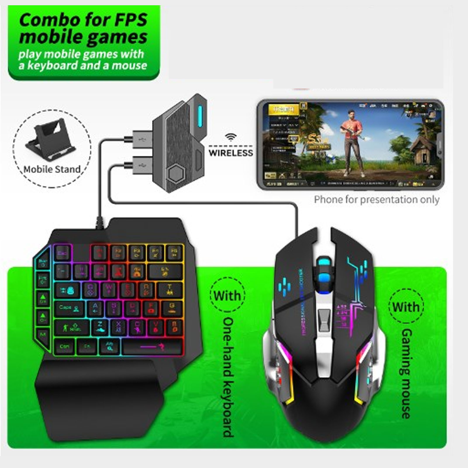 ชุดคอมโบเกมมือถือ เชื่อมต่อบลู - Gaming Keyboard Mouse Combo บทวิจารณ์และราคา